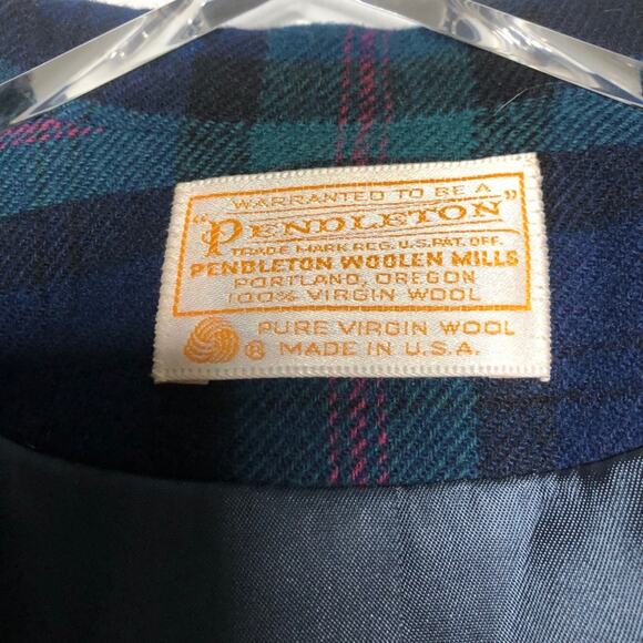 Pendleton Tartan Plaid Wool Blazer Vintage Green - Picture 4 of 8